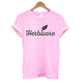 Summer Tops Women's T-shirt Letter Printing Herbivore Funny T Shirt Ladies Unisex Crewneck Shirt Loose Vegan Shirt for Female